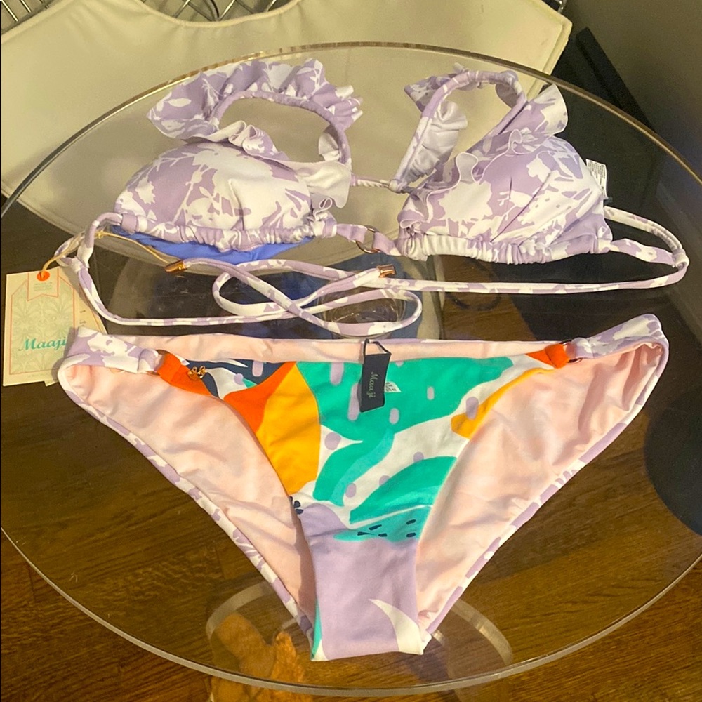 Women's MAAJI Floral Ruffle Triangle Bikini - Lavender Multicolor